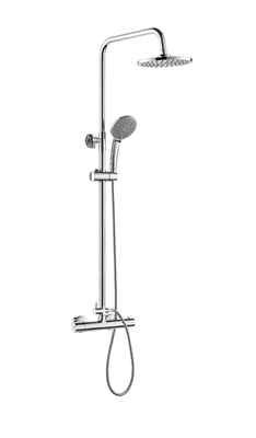 Conjunto de coluna de chuveiro termostática moderna 97 cm-130 cm cabeça de chuveiro redonda montada na parede