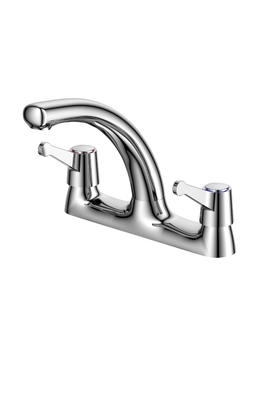 Torneira de banheiro com alça dupla de 1 furo, material de cobre resistente a manchas