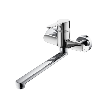Torneira para pia de cozinha com 291 mm de comprimento de montagem na parede com alavanca de zinco torneira giratória para cozinha