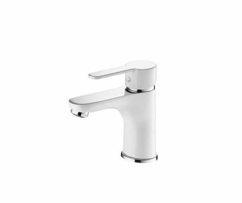 Torneira para lavatório de água quente e fria em latão monocomando cromado/branco
