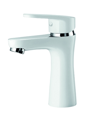 Torneira contemporânea para lavatório em latão meio cromo meio branco