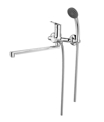 Torneira misturadora de banho monocomando de bica longa para instalação na parede, cromada