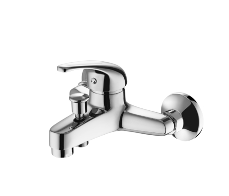 Chrome chapeou a única torneira de misturador da alavanca para a parede que monta o corpo de bronze