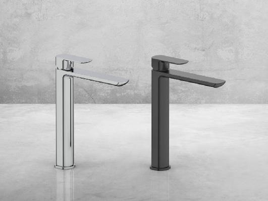 Cascata de latão moderna de alta altura, torneira de água quente e fria, ajustável para banheiro
